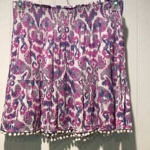 Lilly Pulitzer Evelyn Women’s Rayon Pom Pom Mini Elastic Waist Skirt Siz…